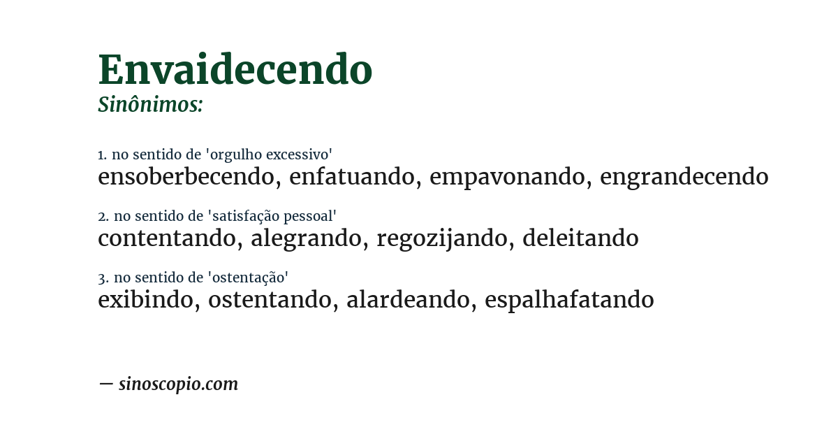 Sinônimo de envaidecendo