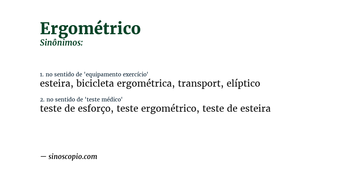 Sinônimo de ergométrico