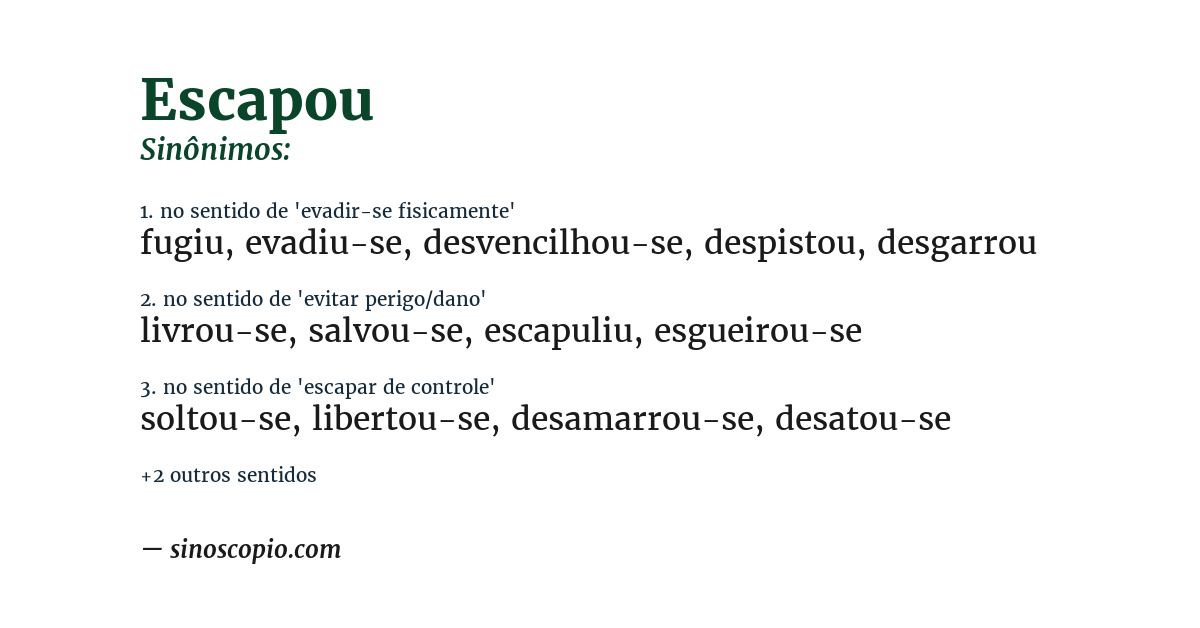 Sinônimo de escapou