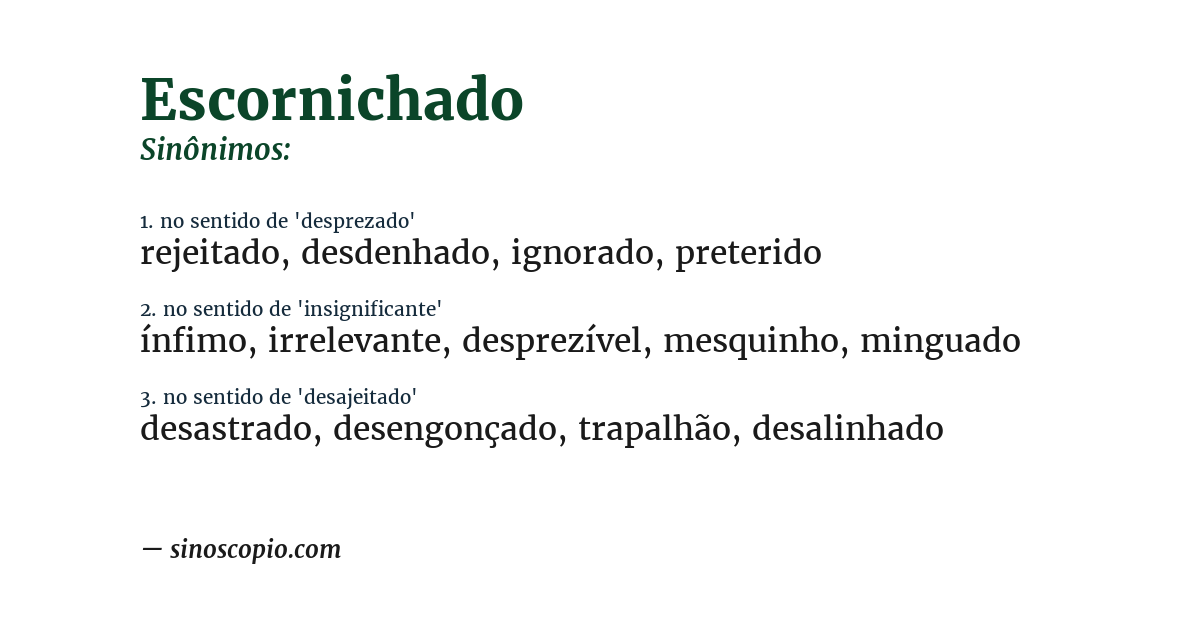 Sinônimo de escornichado
