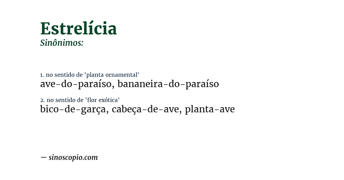 Sinônimo de estrelícia