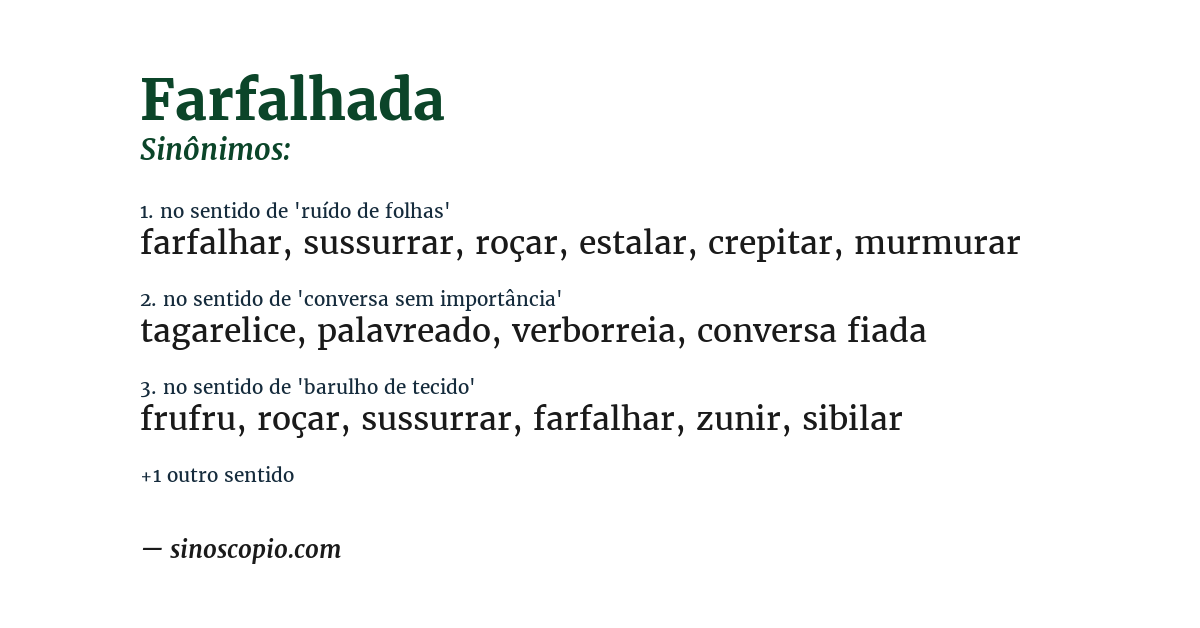 Sinônimo de farfalhada