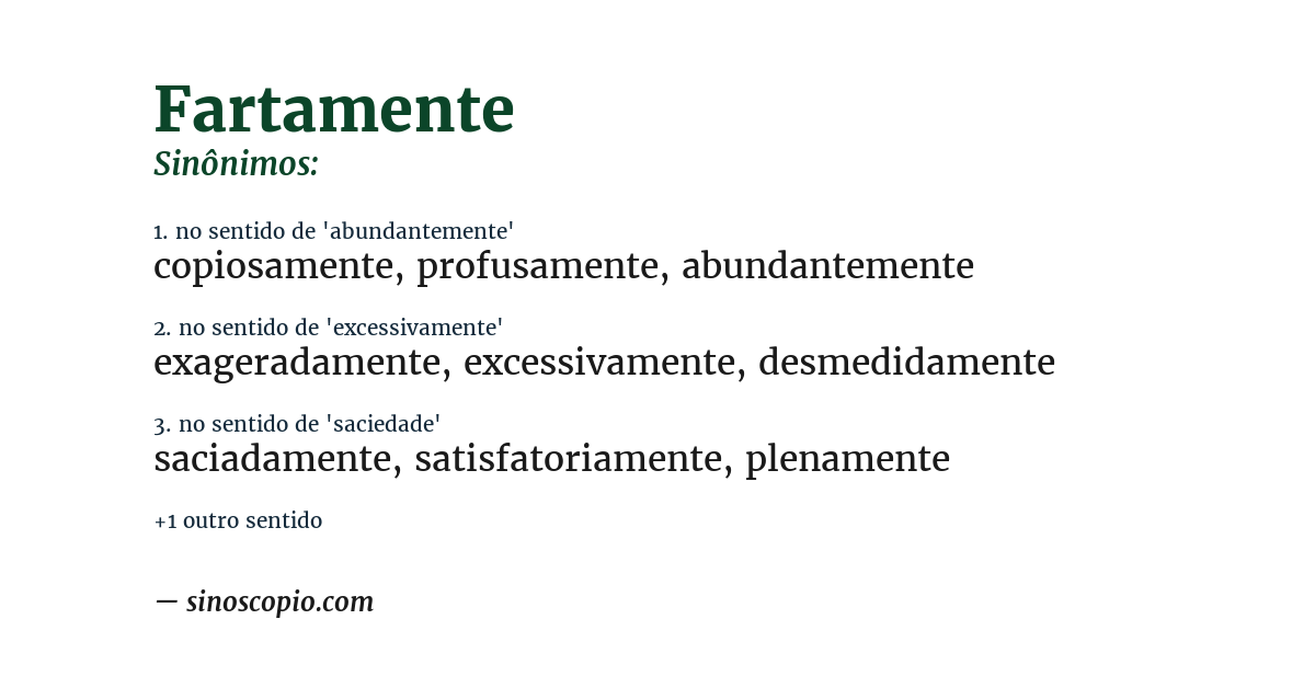 Sinônimo de fartamente
