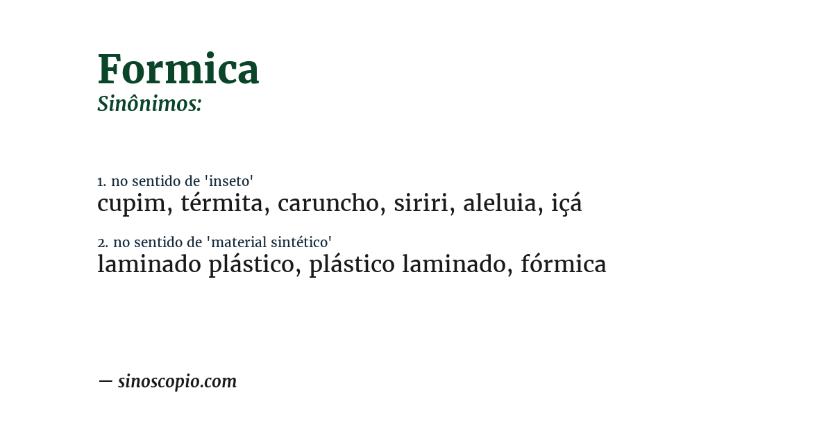 Sinônimo de formica
