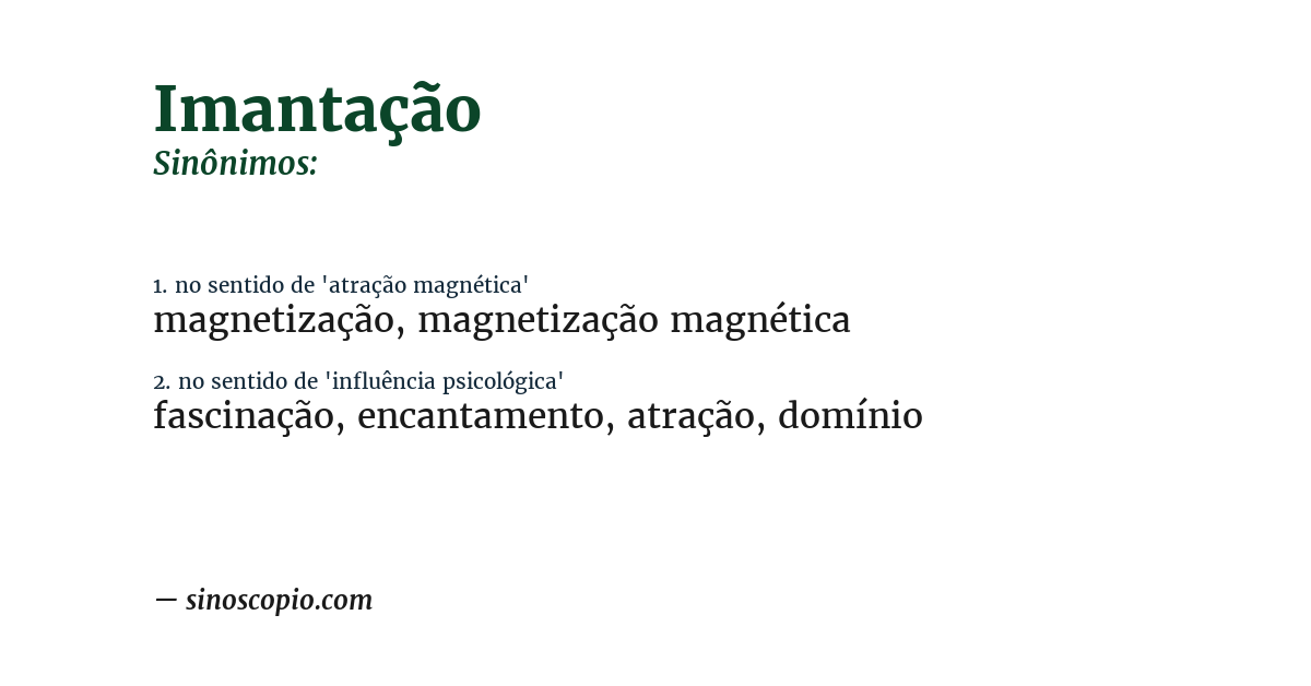 Sinônimo de imantação