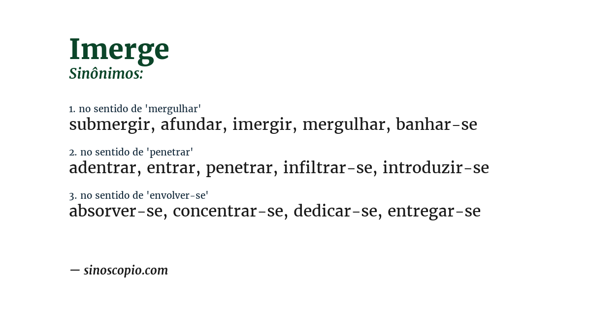 Sinônimo de imerge