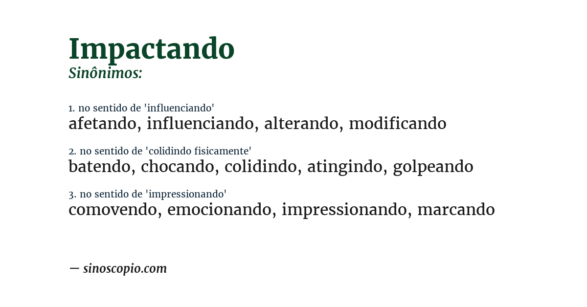 Sinônimo de impactando