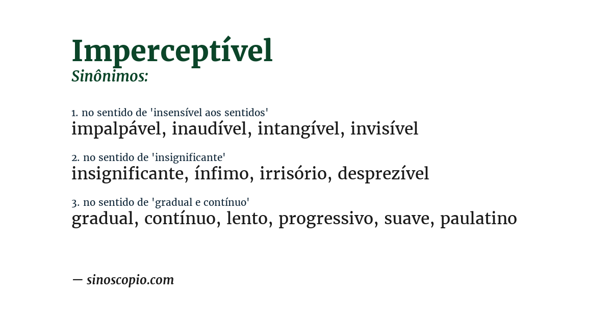 Sinônimo de imperceptível