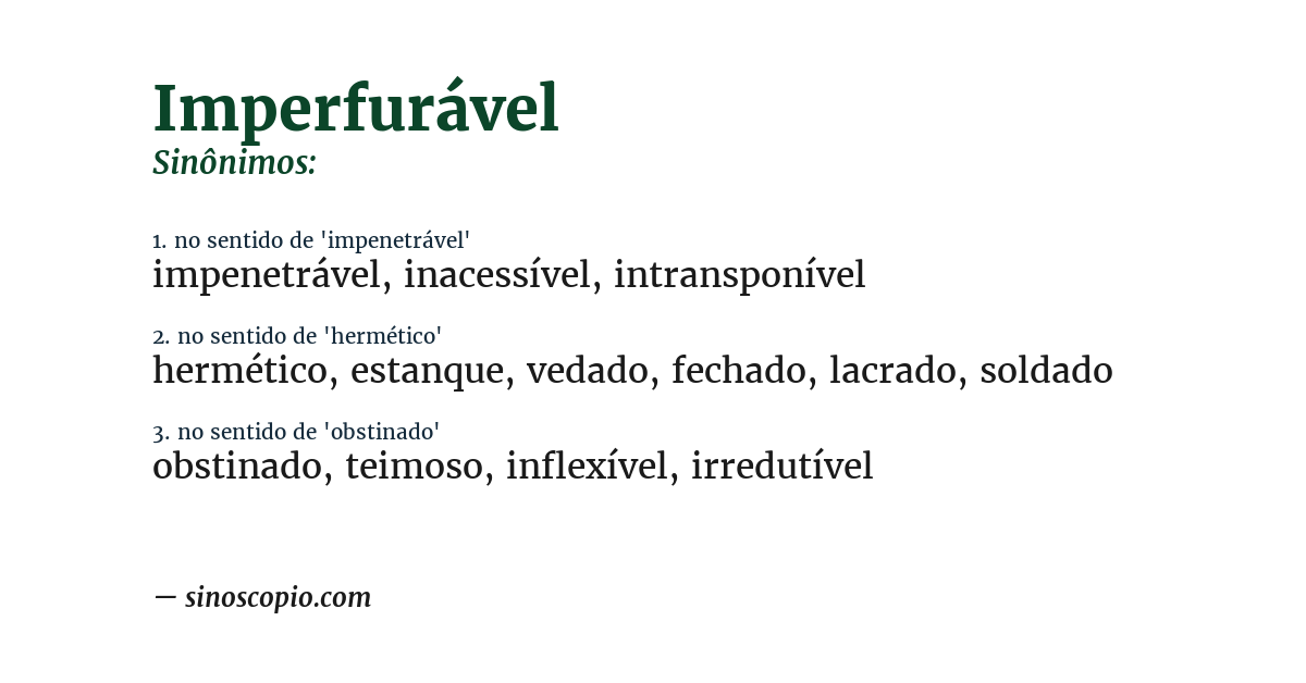 Sinônimo de imperfurável