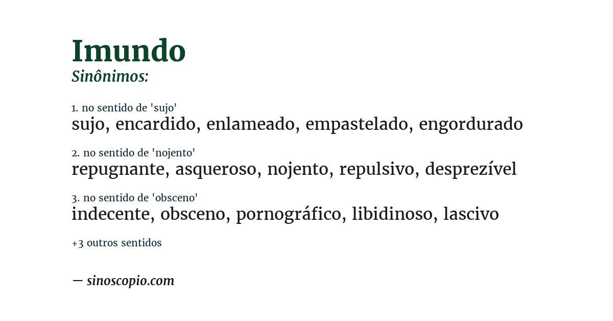 Sinônimo de imundo