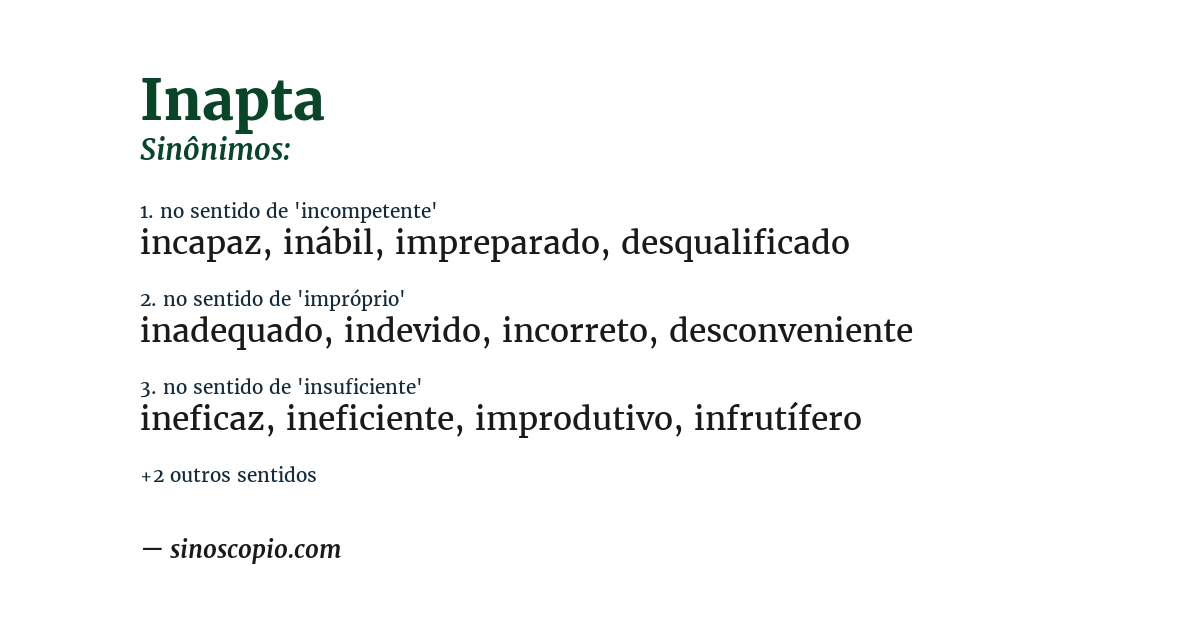 Sinônimo de inapta
