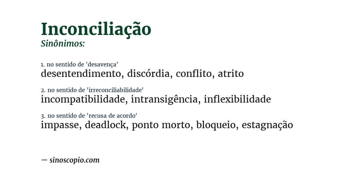 Sinônimo de inconciliação