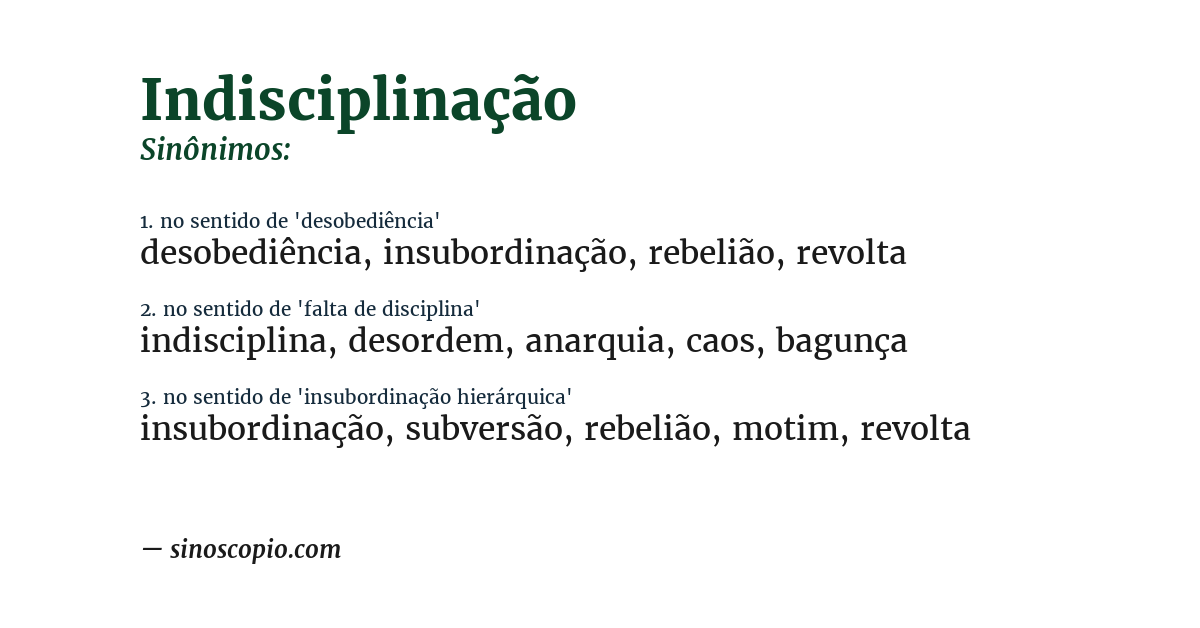 Sinônimo de indisciplinação
