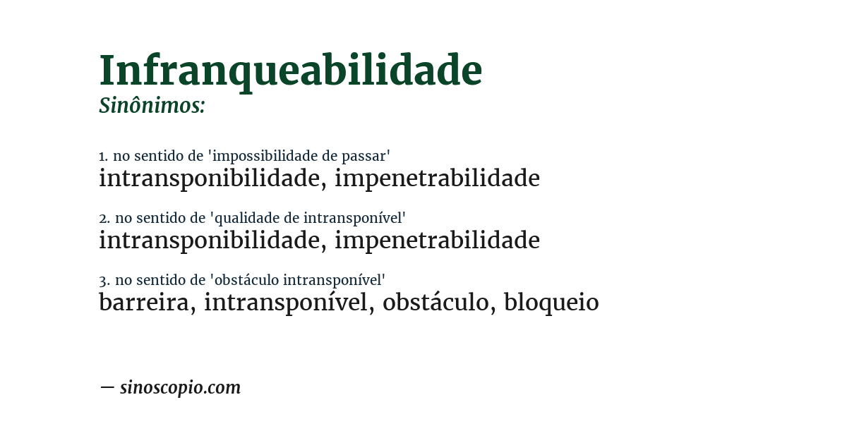 Sinônimo de infranqueabilidade