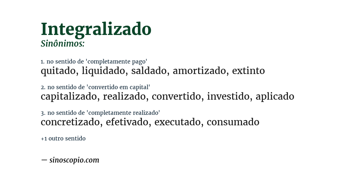 Sinônimo de integralizado