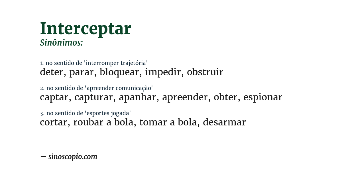 Sinônimo de interceptar