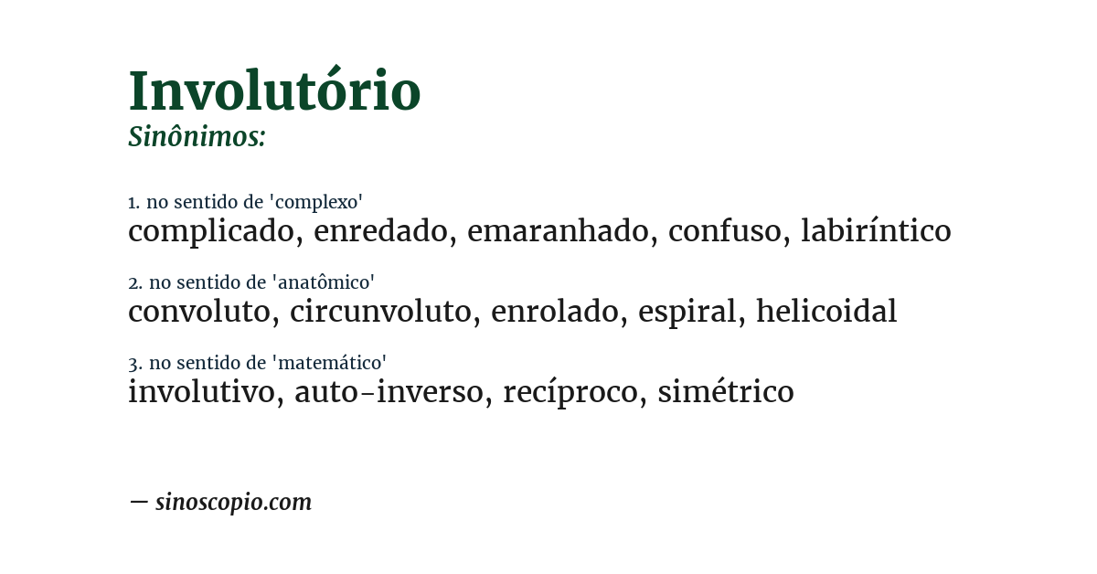 Sinônimo de involutório