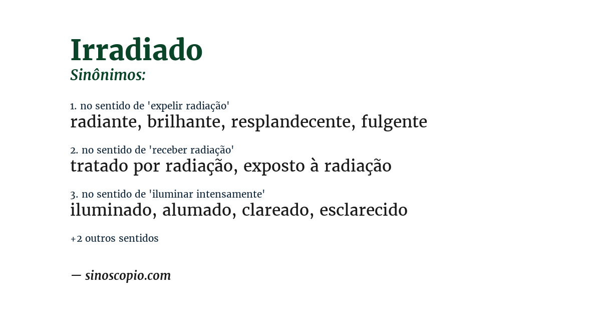 Sinônimo de irradiado