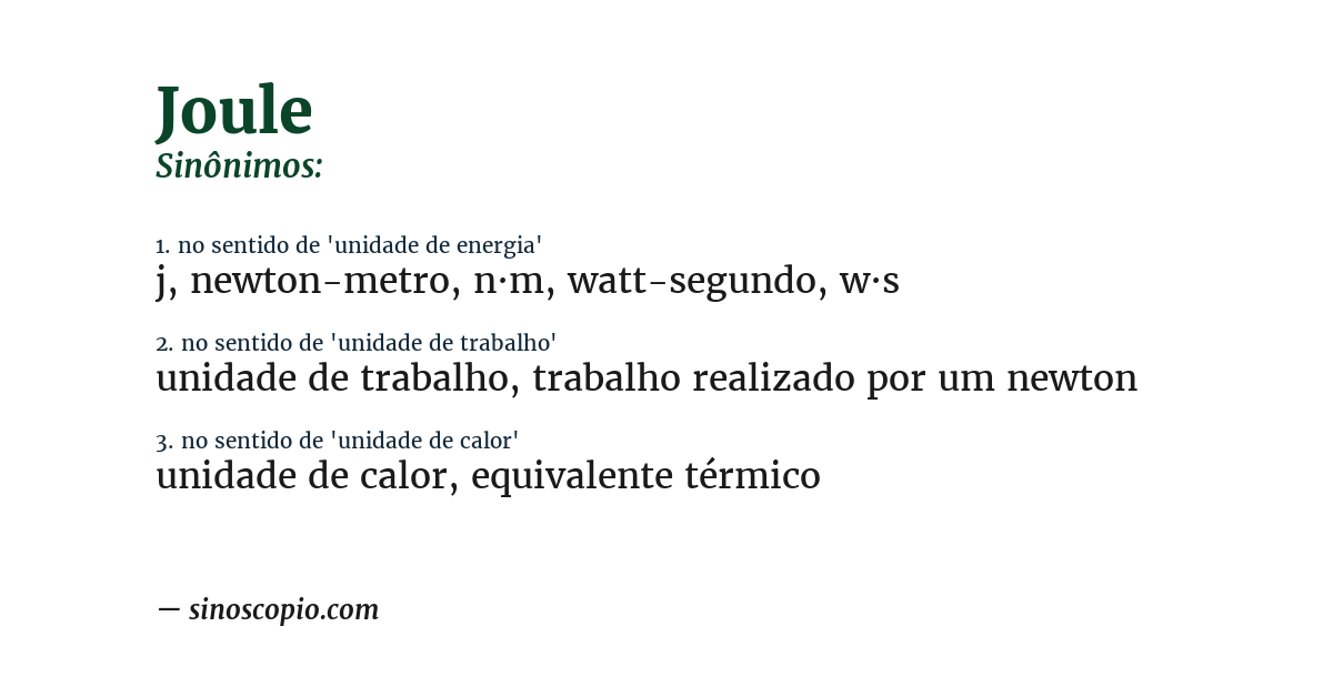 Sinônimo de joule