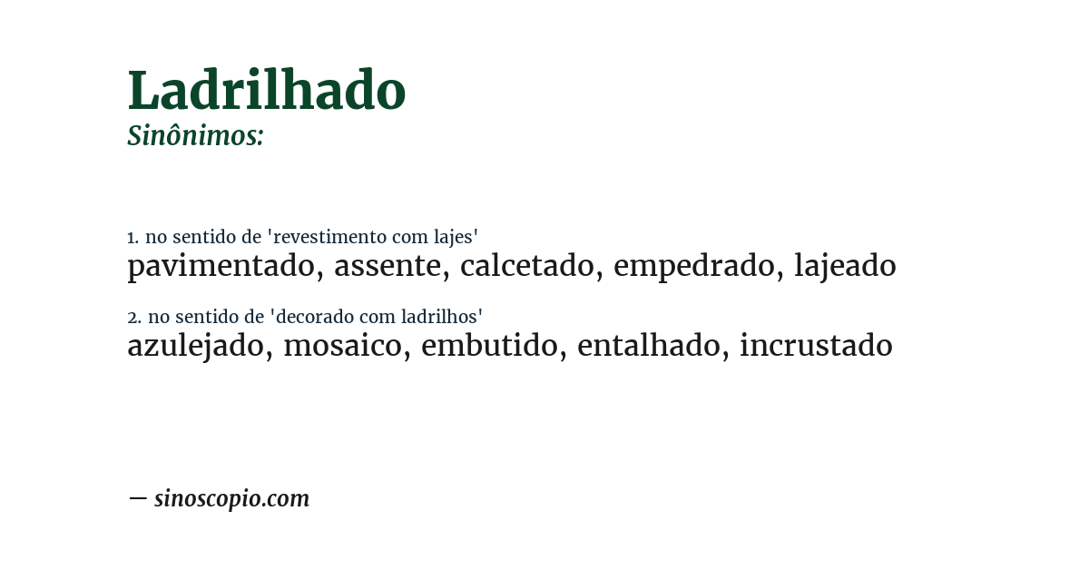 Sinônimo de ladrilhado