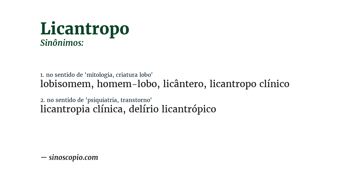 Sinônimo de licantropo