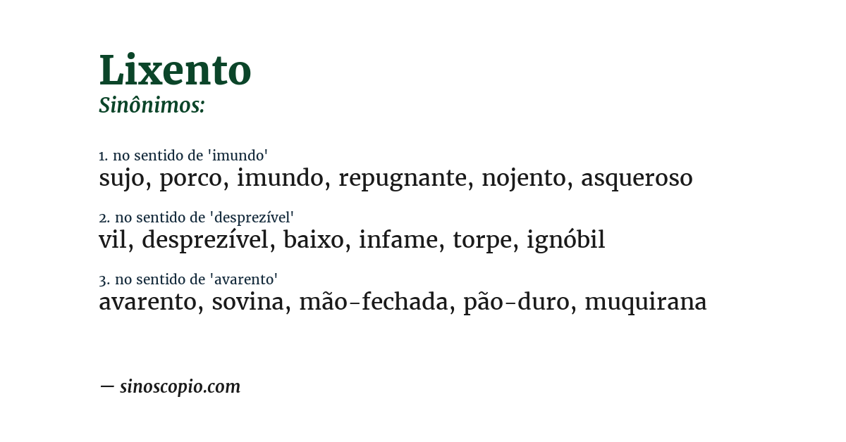 Sinônimo de lixento