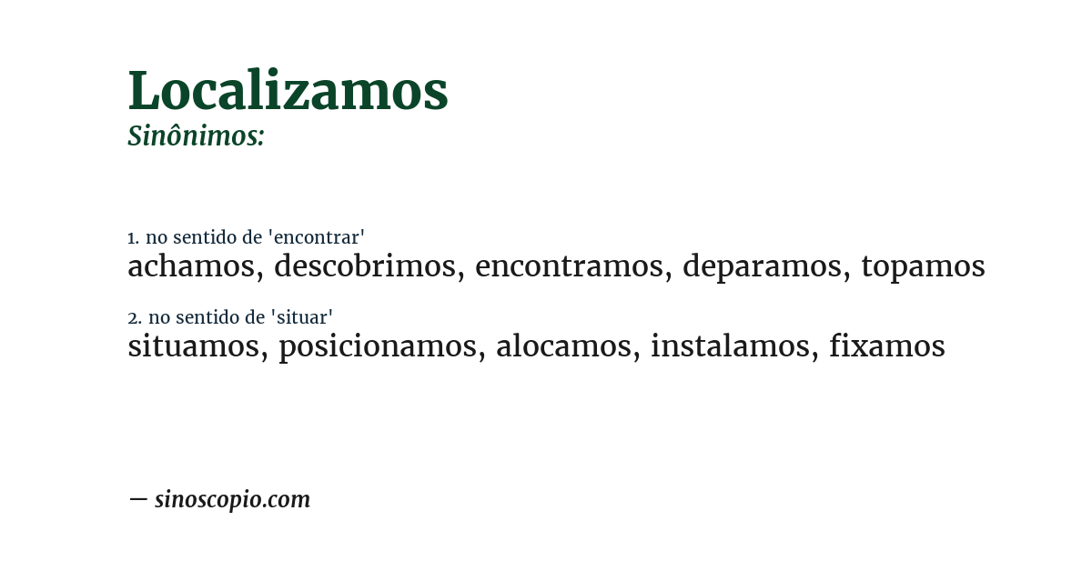 Sinônimo de localizamos