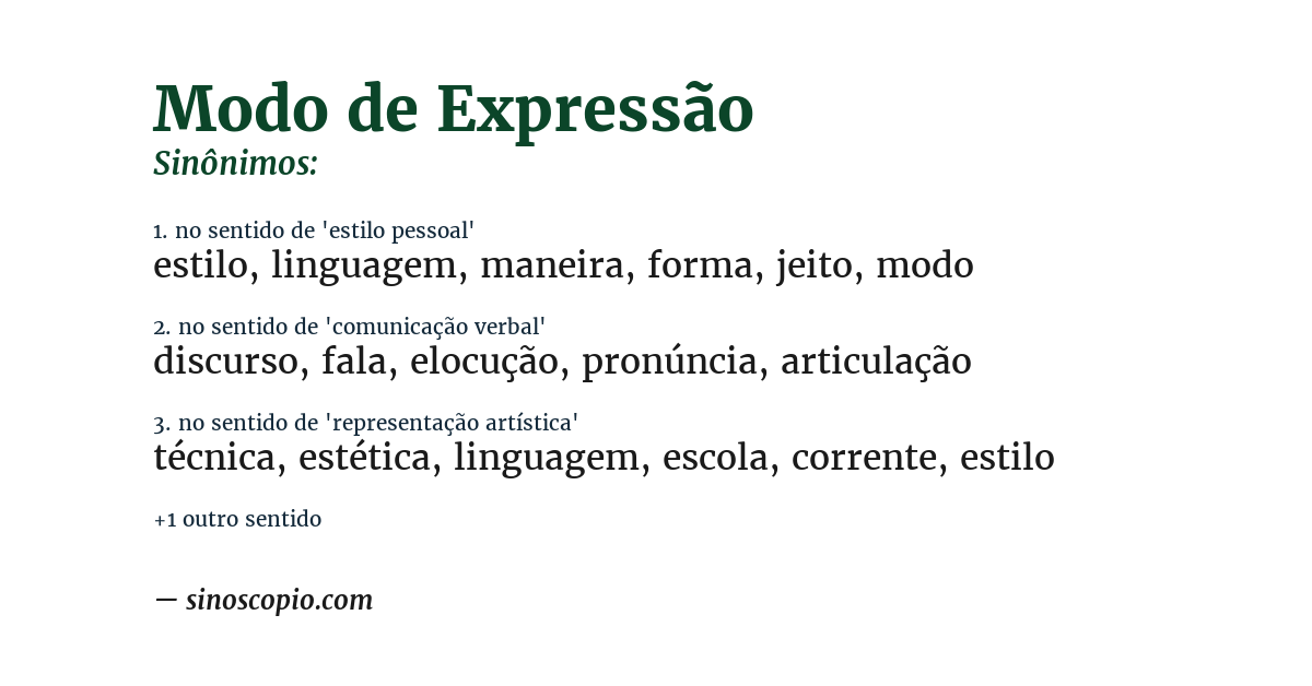 Sinônimo de modo de expressão