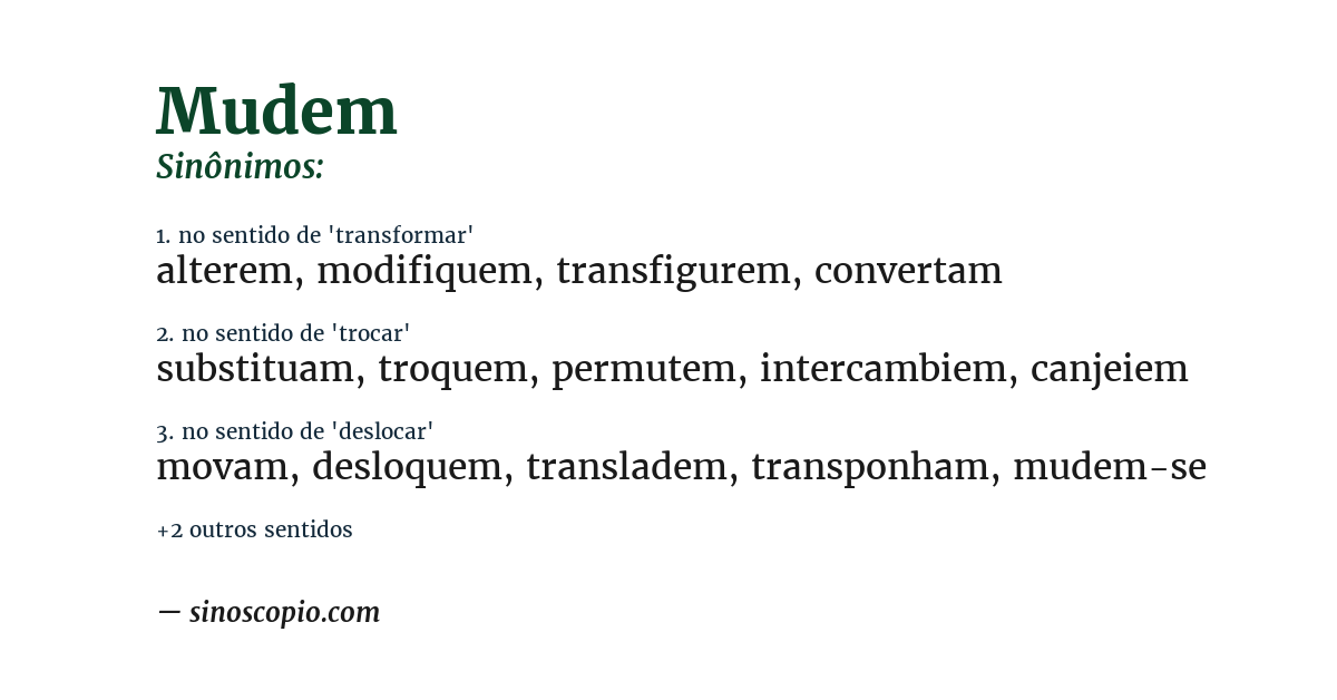 Sinônimo de mudem