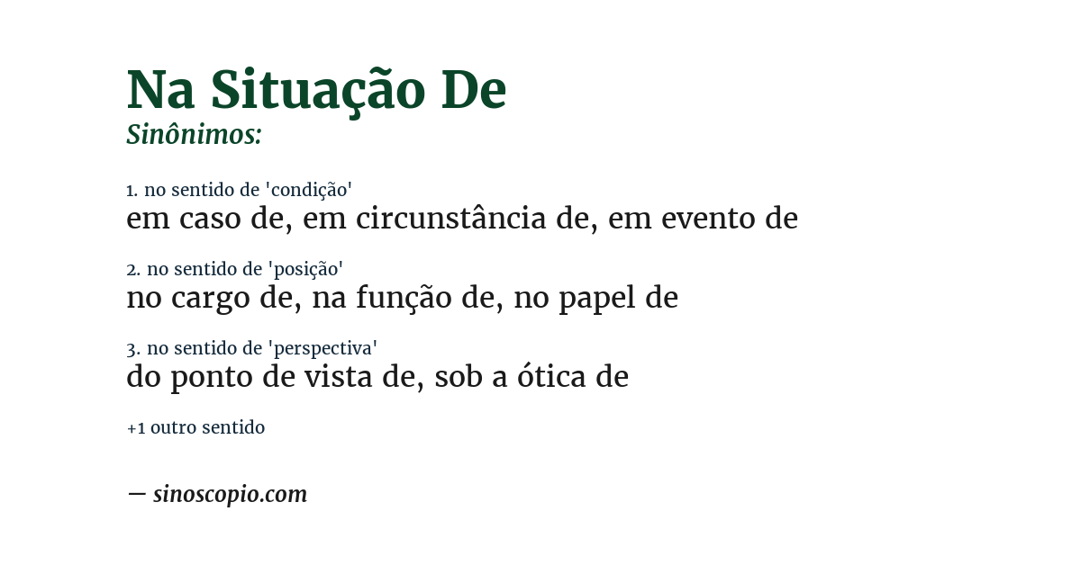 Sinônimo de na situação de