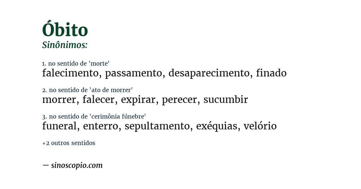 Sinônimo de óbito
