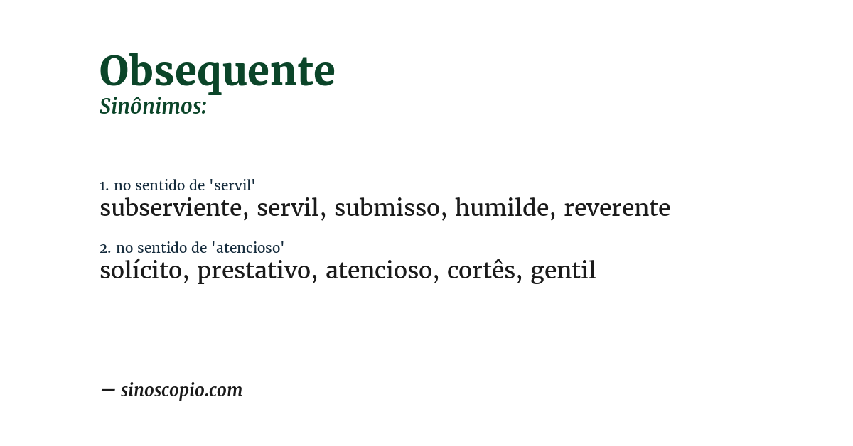 Sinônimo de obsequente