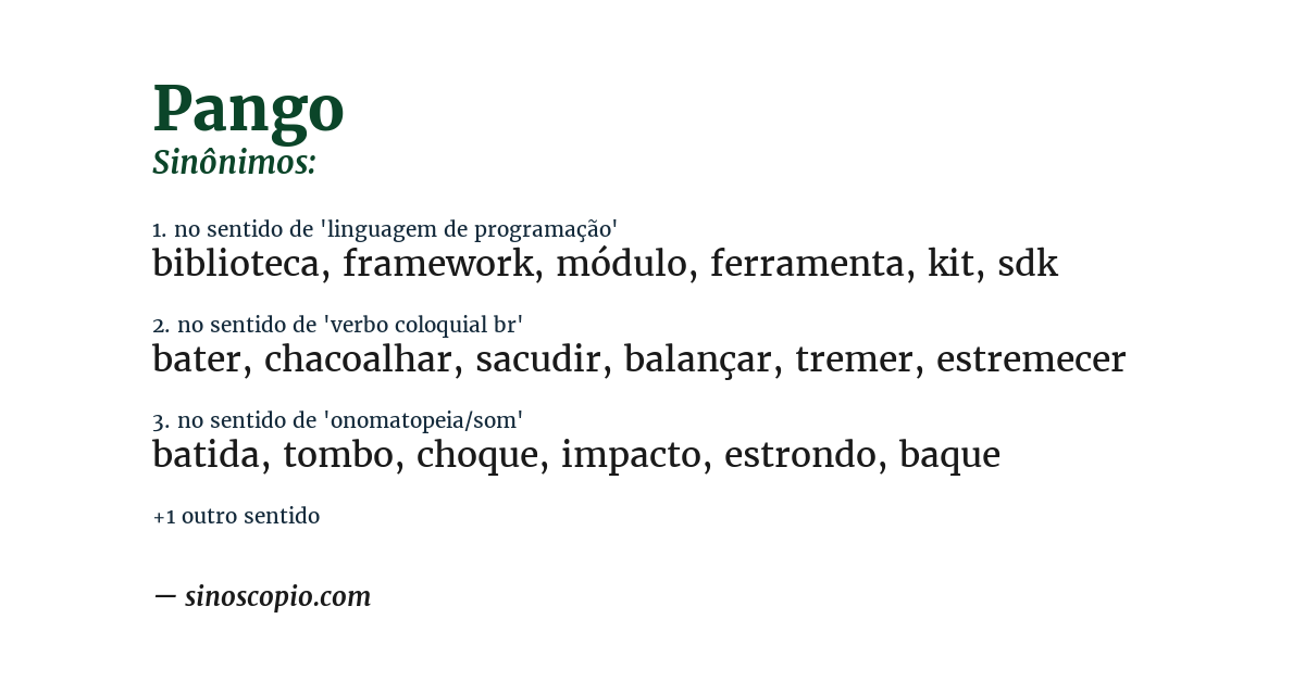 Sinônimo de pango