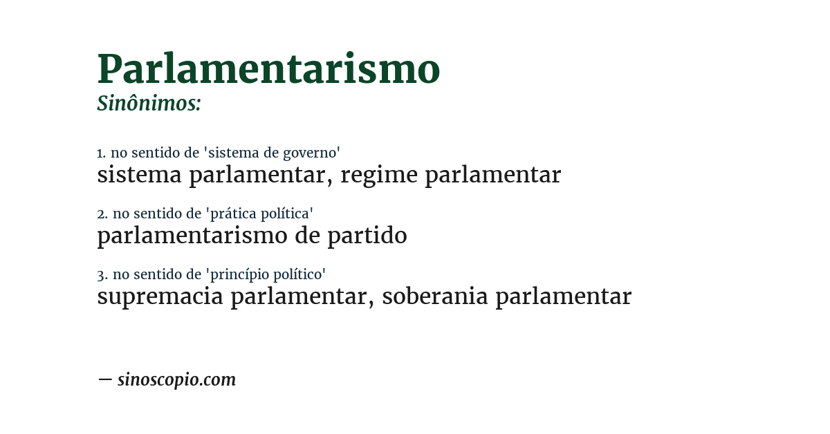 Sinônimo de parlamentarismo