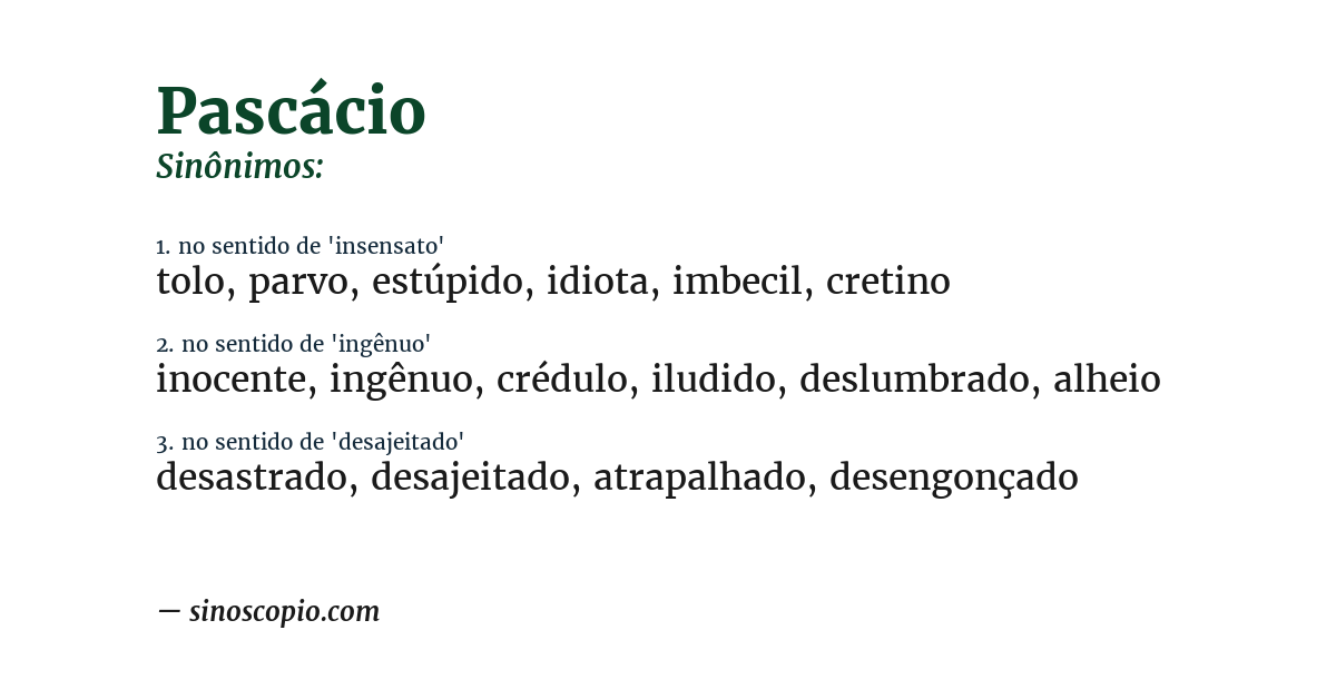 Sinônimo de pascácio