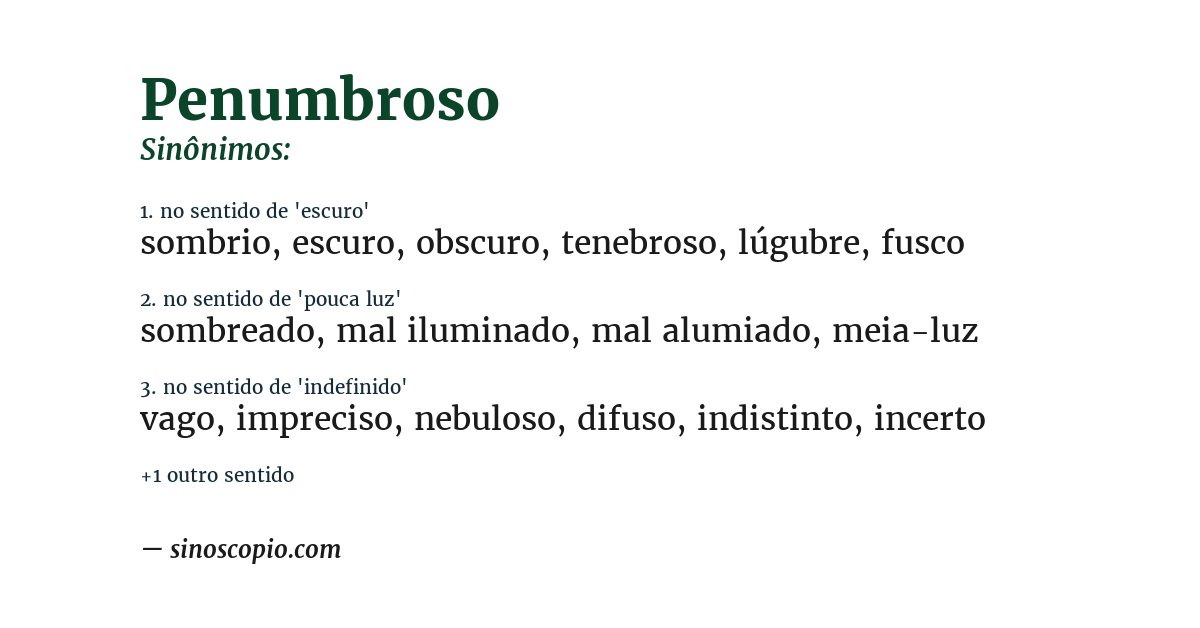 Sinônimo de penumbroso