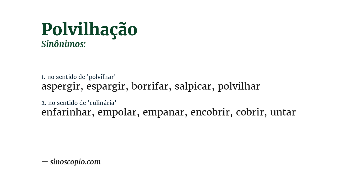 Sinônimo de polvilhação