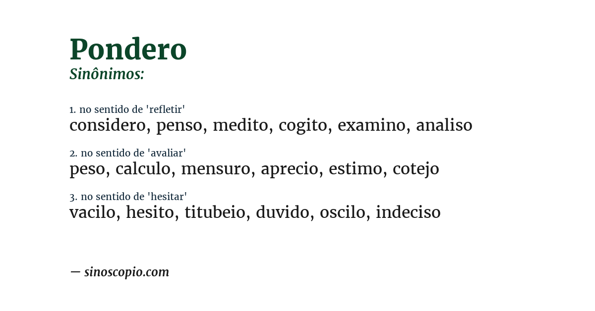 Sinônimo de pondero