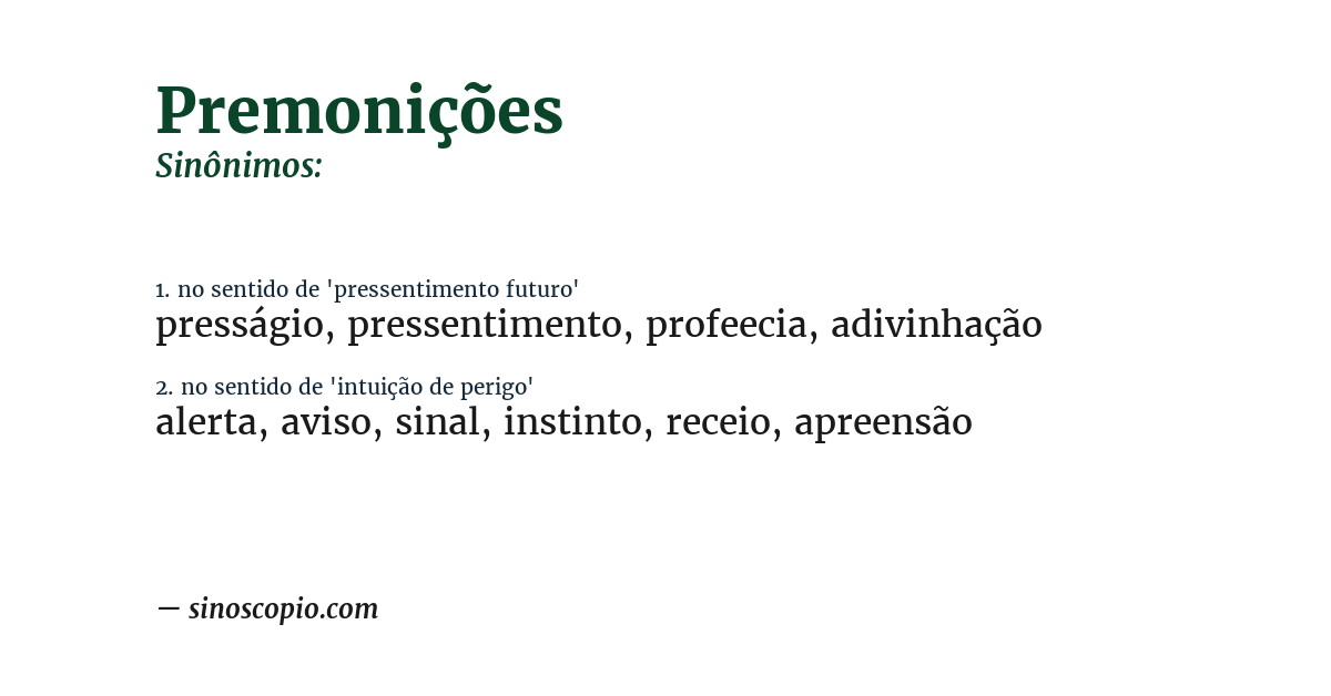 Sinônimo de premonições