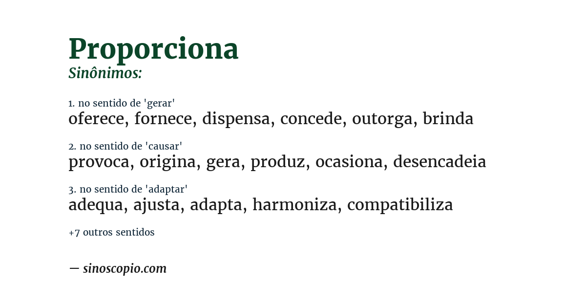 Sinônimo de proporciona