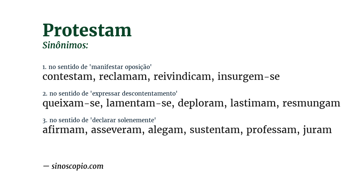 Sinônimo de protestam