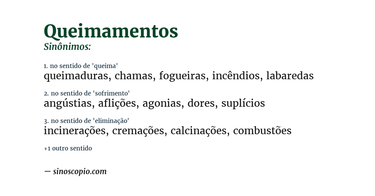 Sinônimo de queimamentos
