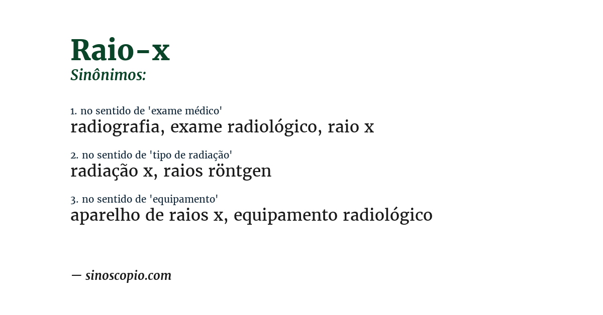 Sinônimo de raio-x