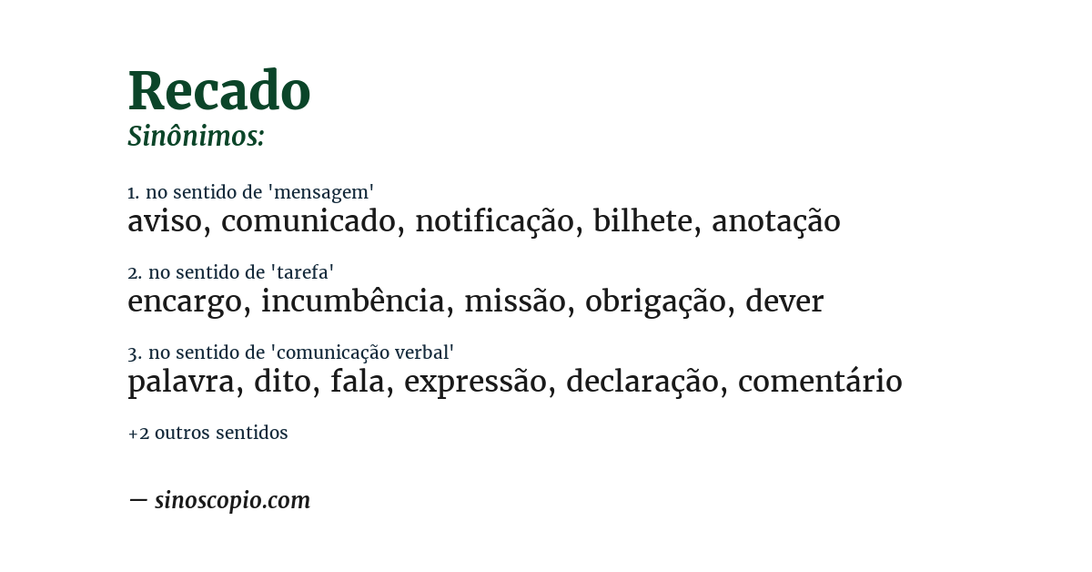 Sinônimo de recado
