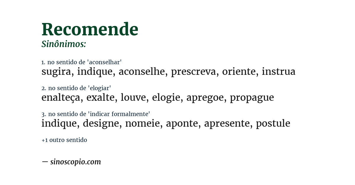 Sinônimo de recomende