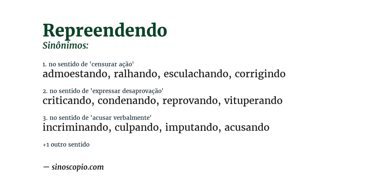 Sinônimo de repreendendo