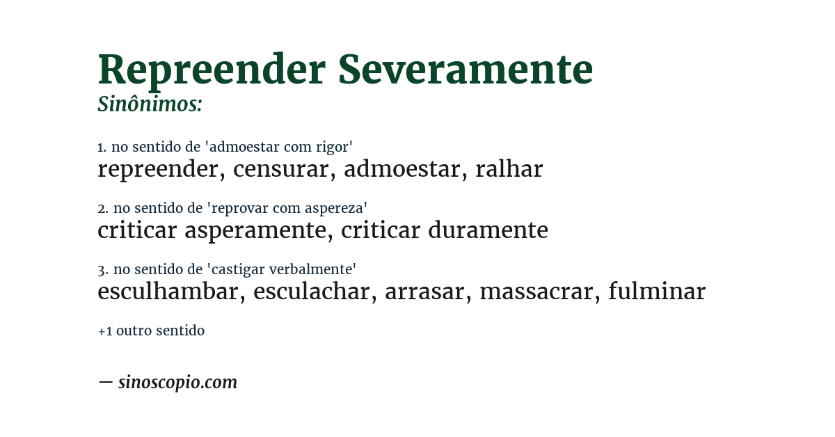 Sinônimo de repreender severamente