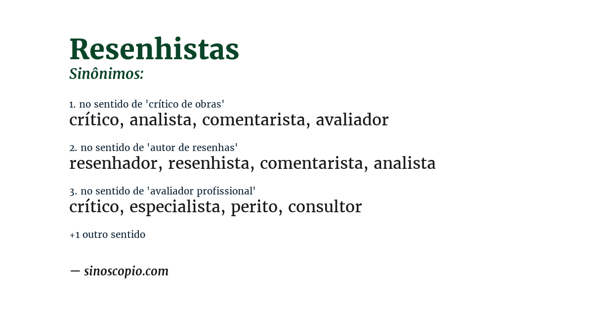 Sinônimo de resenhistas