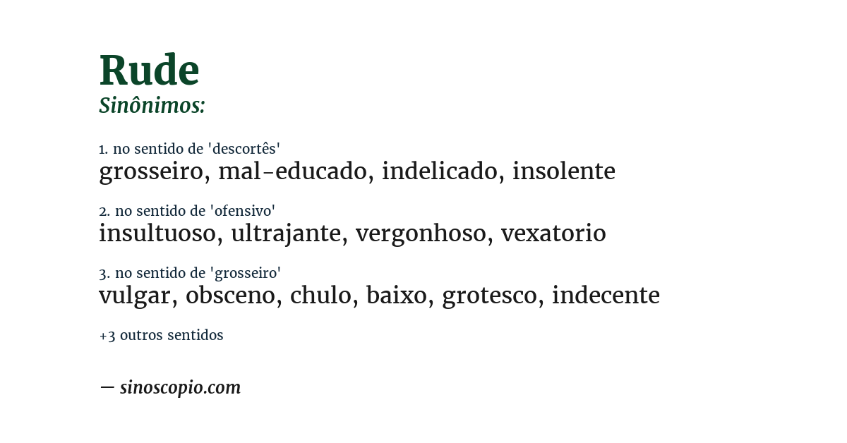 Sinônimo de rude