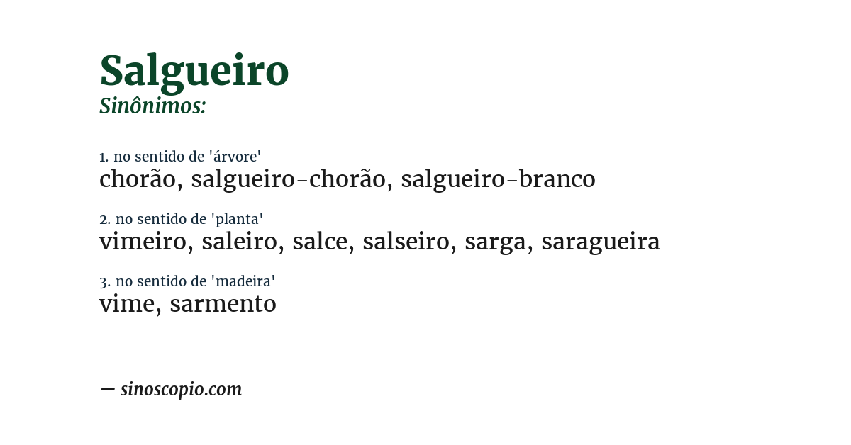 Sinônimo de salgueiro